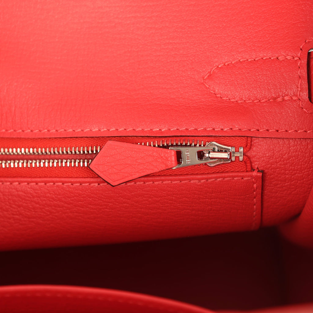 Pre-owned Hermes Birkin 30 Rouge Pivoine Clemence Palladium Hardware