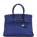 Pre-owned Hermes Birkin 30 Bleu Electric Candy Verso Epsom Palladium Hardware