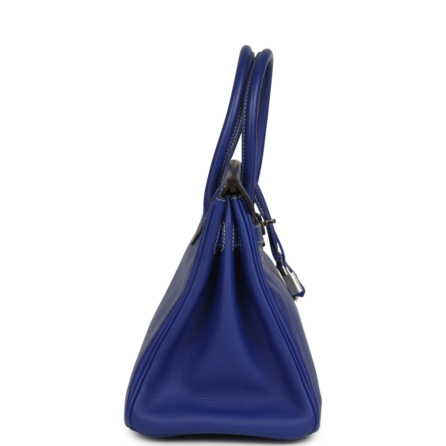 Pre-owned Hermes Birkin 30 Bleu Electric Candy Verso Epsom Palladium Hardware
