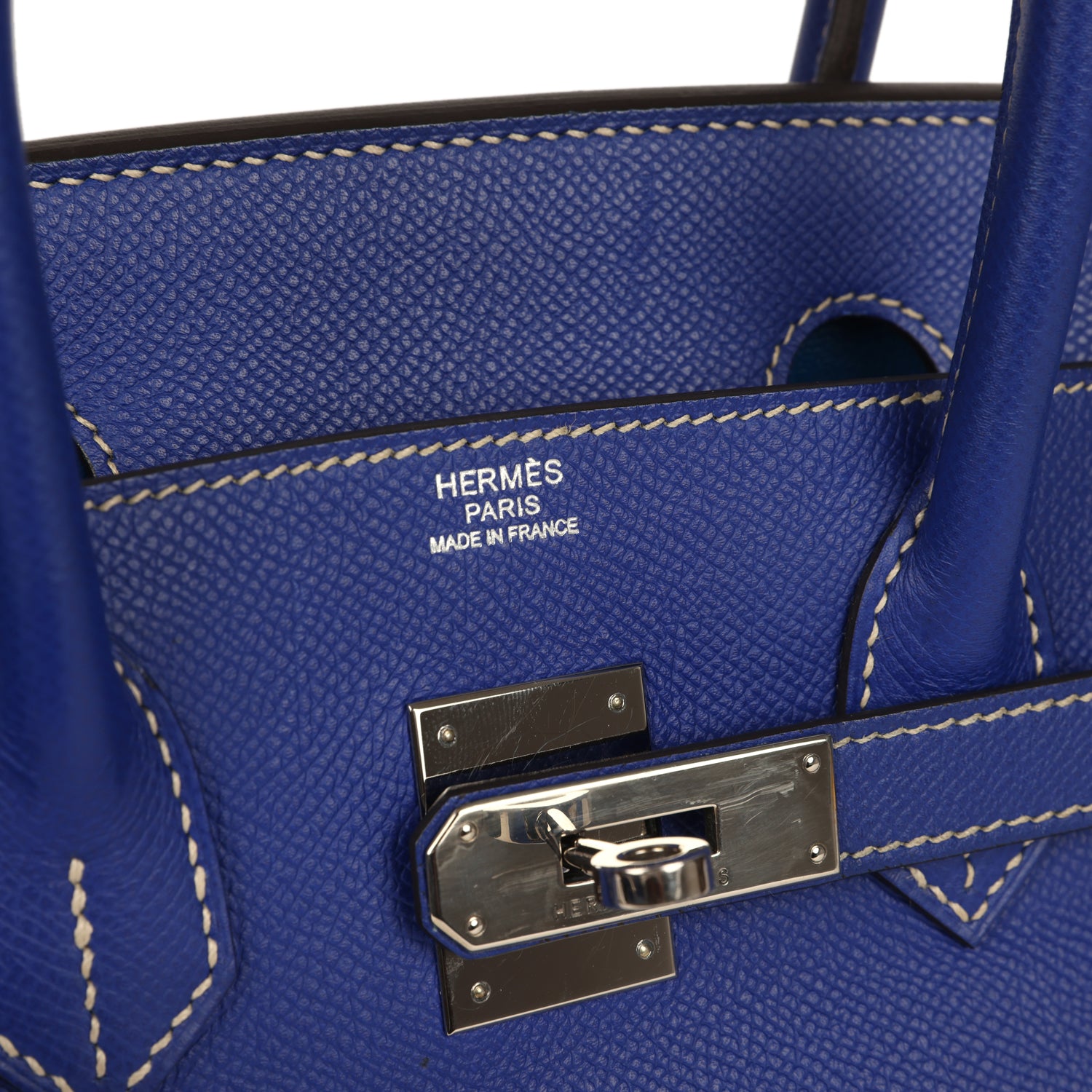 Pre-owned Hermes Birkin 30 Bleu Electric Candy Verso Epsom Palladium Hardware