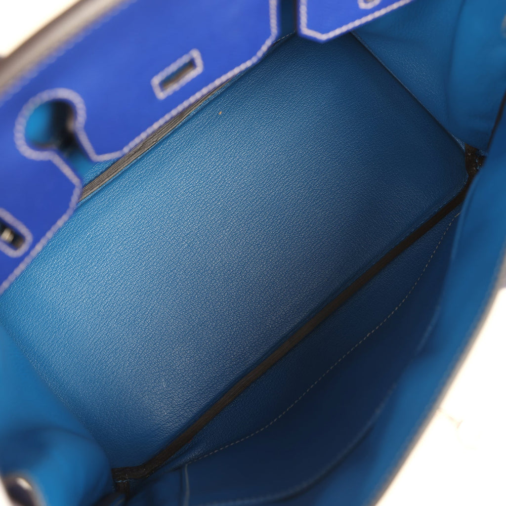 Pre-owned Hermes Birkin 30 Bleu Electric Candy Verso Epsom Palladium Hardware