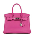 Pre-owned Hermes Birkin 30 Magnolia Clemence Palladium Hardware