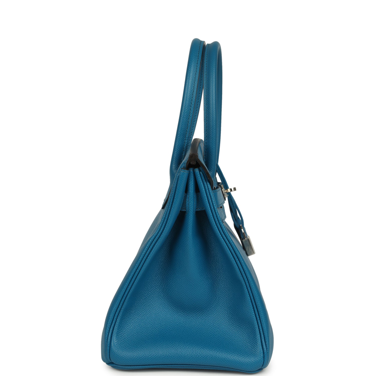 Pre-owned Hermes Birkin 30 Bleu Izmir Epsom Palladium Hardware