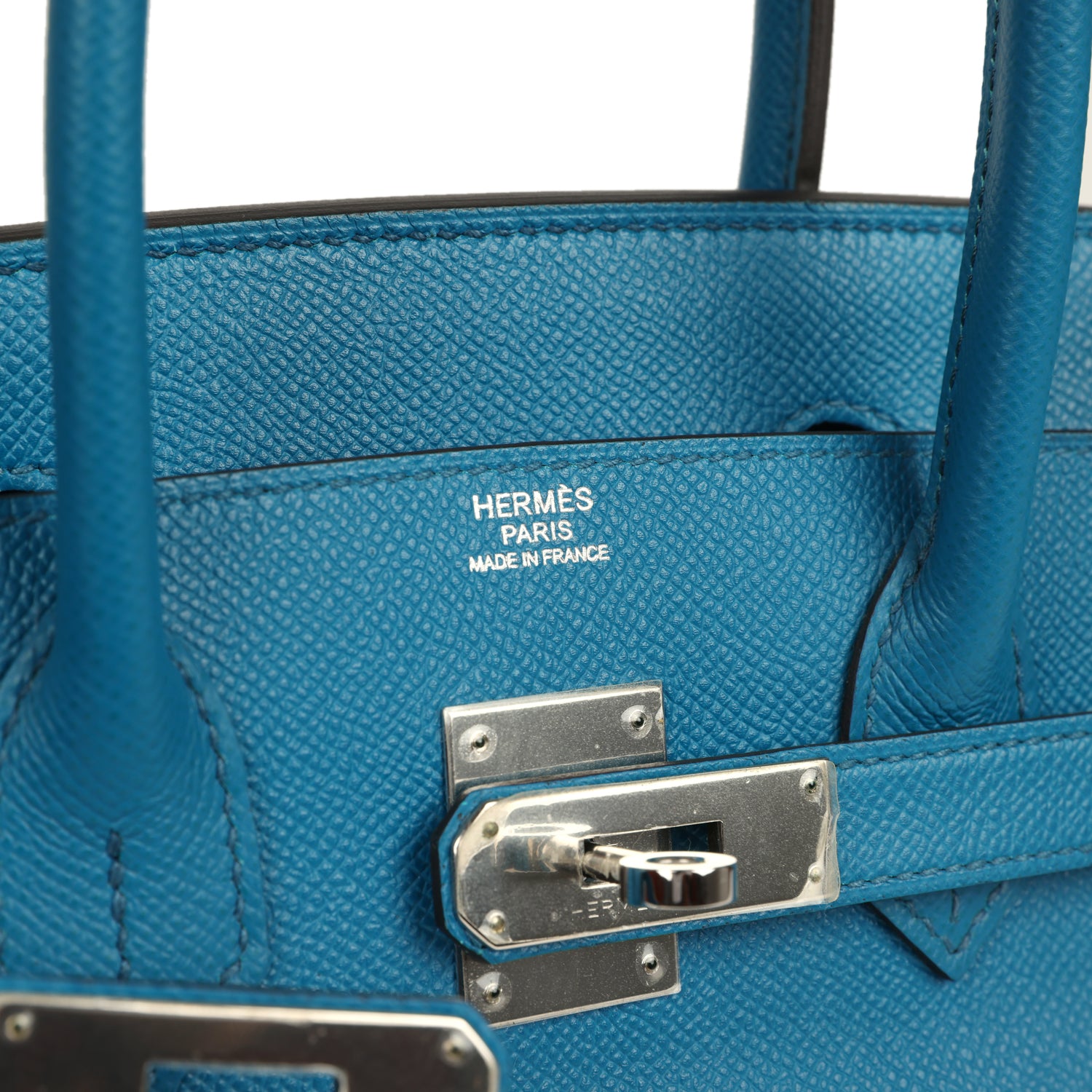 Pre-owned Hermes Birkin 30 Bleu Izmir Epsom Palladium Hardware