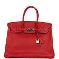 Pre-owned Hermes Birkin 35 Rouge Casaque Epsom Palladium Hardware