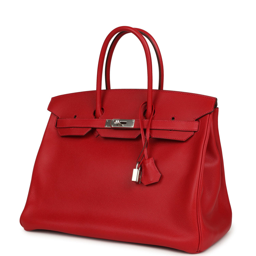 Pre-owned Hermes Birkin 35 Rouge Casaque Epsom Palladium Hardware