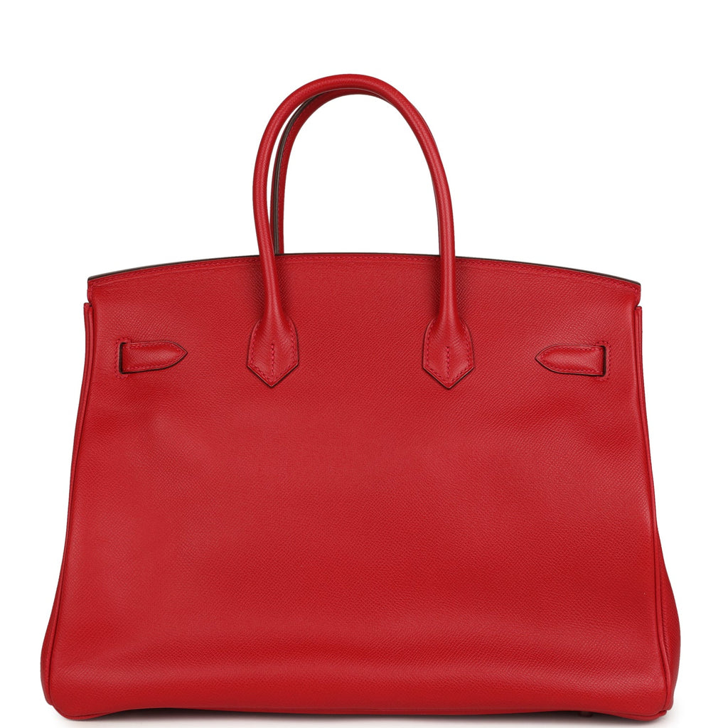 Pre-owned Hermes Birkin 35 Rouge Casaque Epsom Palladium Hardware