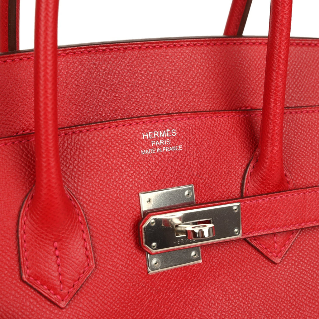 Pre-owned Hermes Birkin 35 Rouge Casaque Epsom Palladium Hardware
