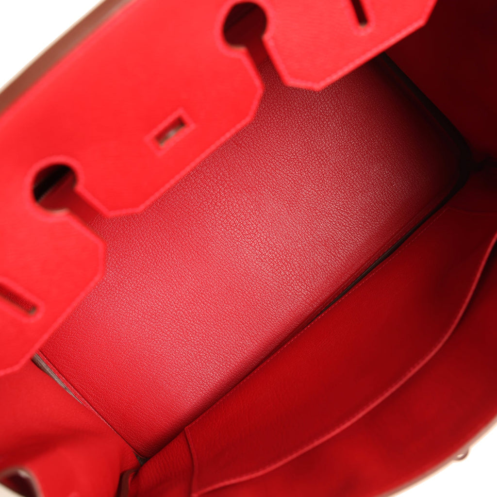 Pre-owned Hermes Birkin 35 Rouge Casaque Epsom Palladium Hardware