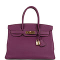 Pre-owned Hermes Birkin 30 Anemone Togo Gold Hardware