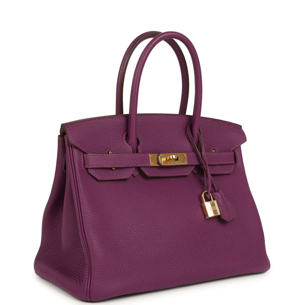 Pre-owned Hermes Birkin 30 Anemone Togo Gold Hardware