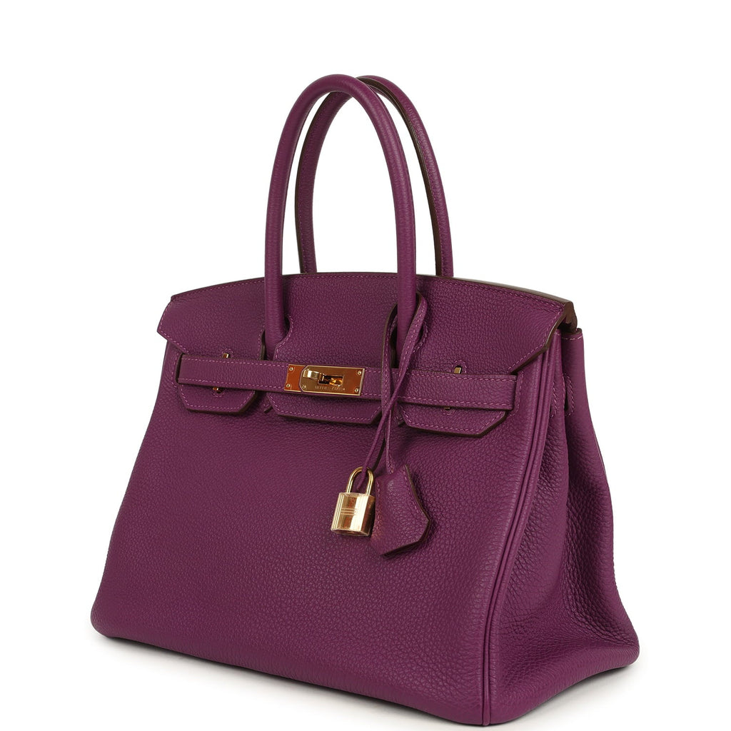 Pre-owned Hermes Birkin 30 Anemone Togo Gold Hardware