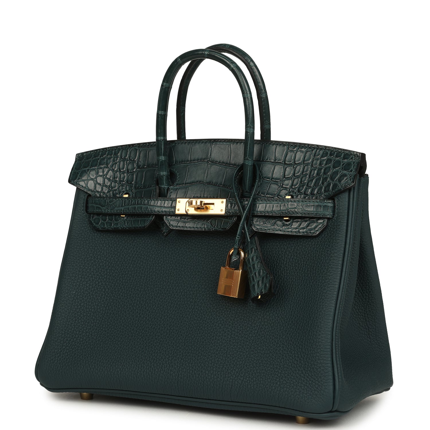 Hermes Birkin 25 Vert Cypress Togo and Matte Alligator Touch Gold Hardware