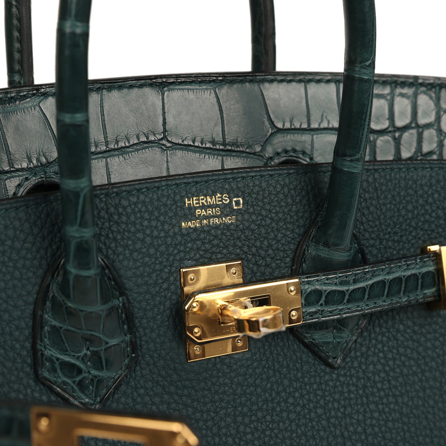Hermes Birkin 25 Vert Cypress Togo and Matte Alligator Touch Gold Hardware