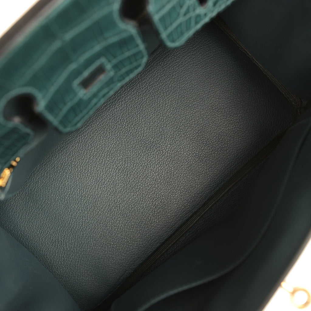 Hermes Birkin 25 Vert Cypress Togo and Matte Alligator Touch Gold Hardware