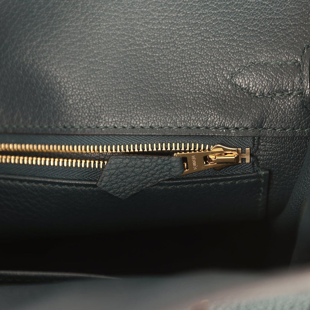 Hermes Birkin 25 Vert Cypress Togo and Matte Alligator Touch Gold Hardware