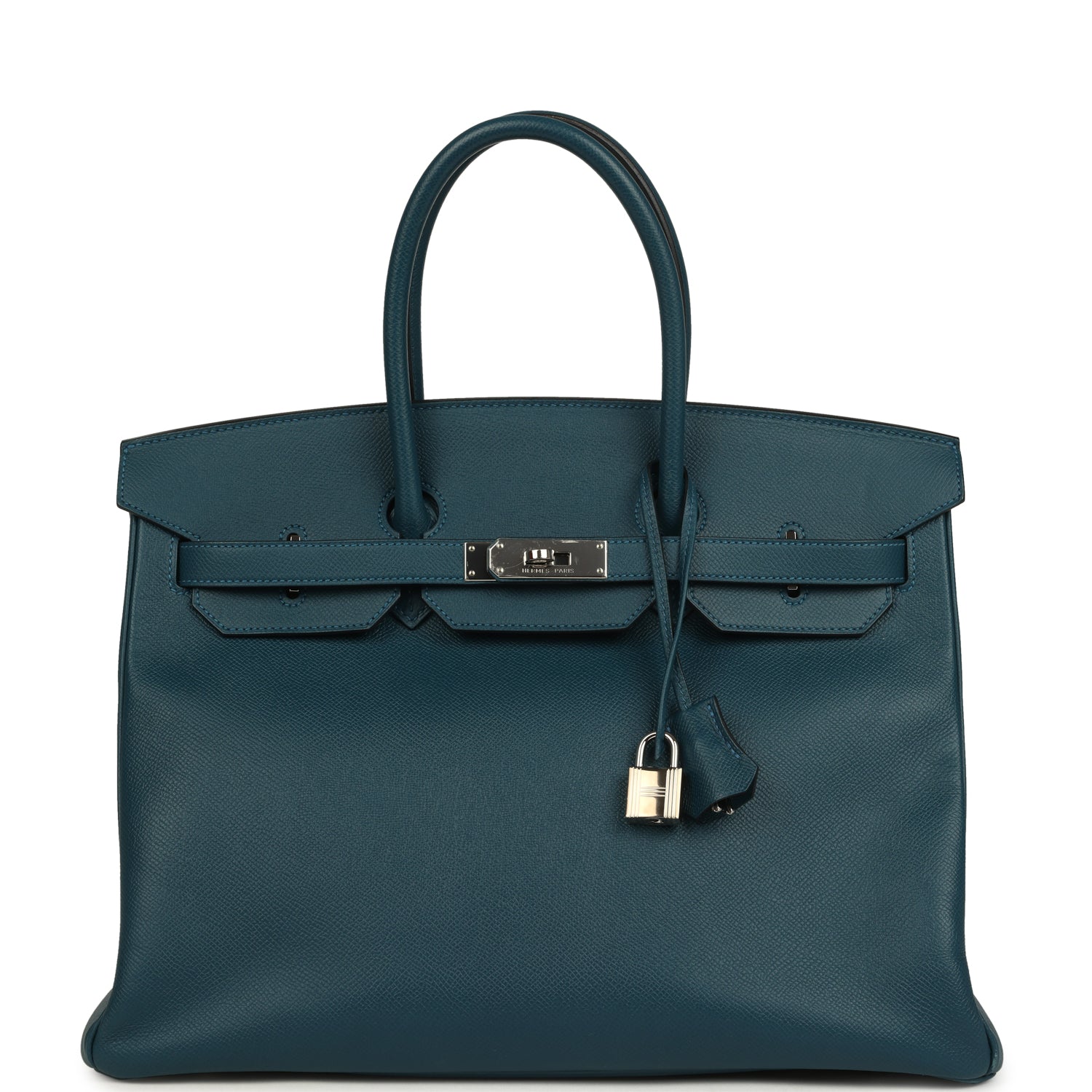Pre-owned Hermes Birkin 35 Colvert Epsom Palladium Hardware