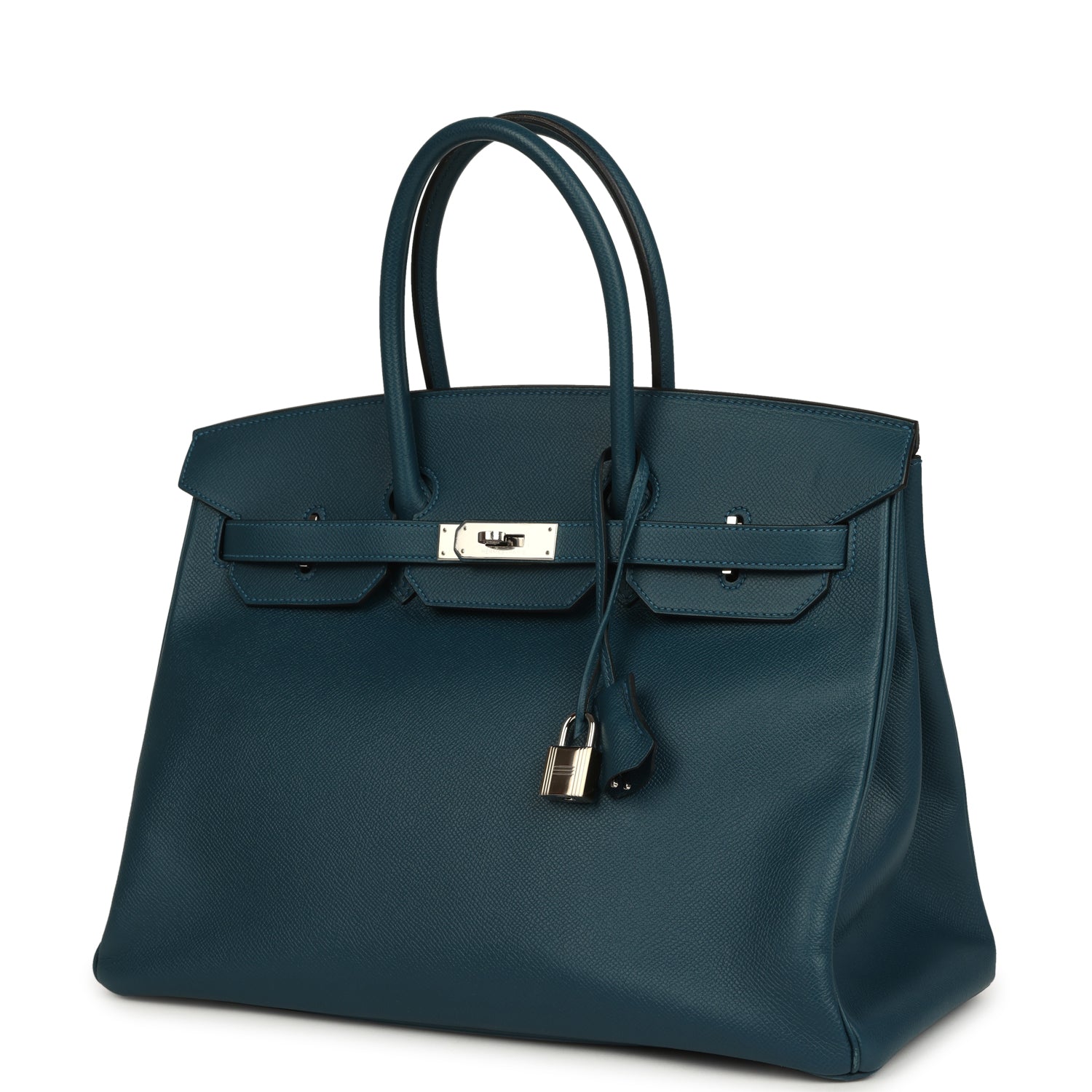 Pre-owned Hermes Birkin 35 Colvert Epsom Palladium Hardware