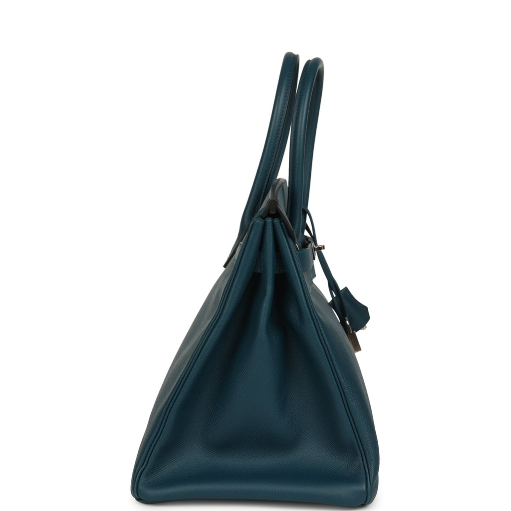 Pre-owned Hermes Birkin 35 Colvert Epsom Palladium Hardware