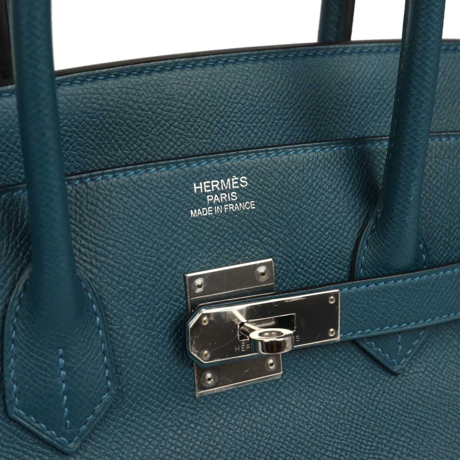 Pre-owned Hermes Birkin 35 Colvert Epsom Palladium Hardware