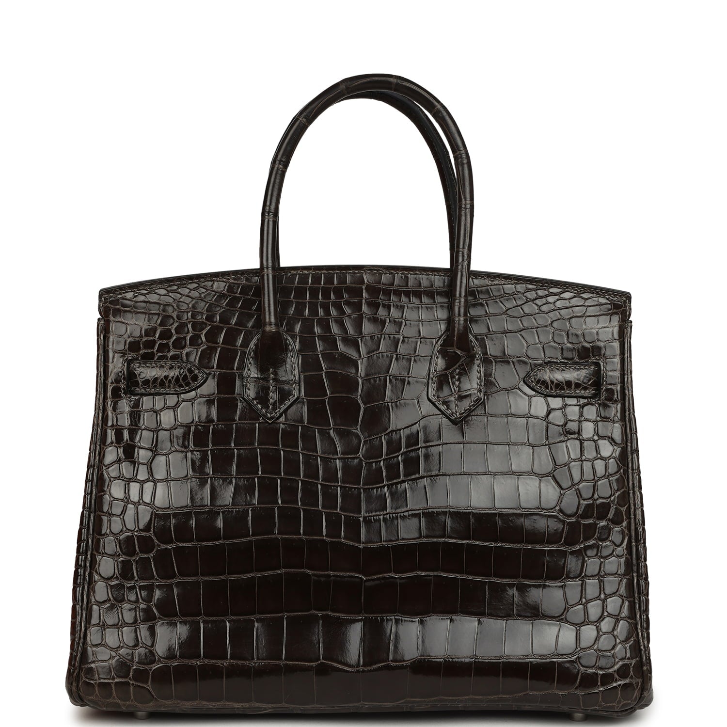 Pre-owned Hermes Birkin 30 Graphite Shiny Porosus Crocodile Palladium Hardware