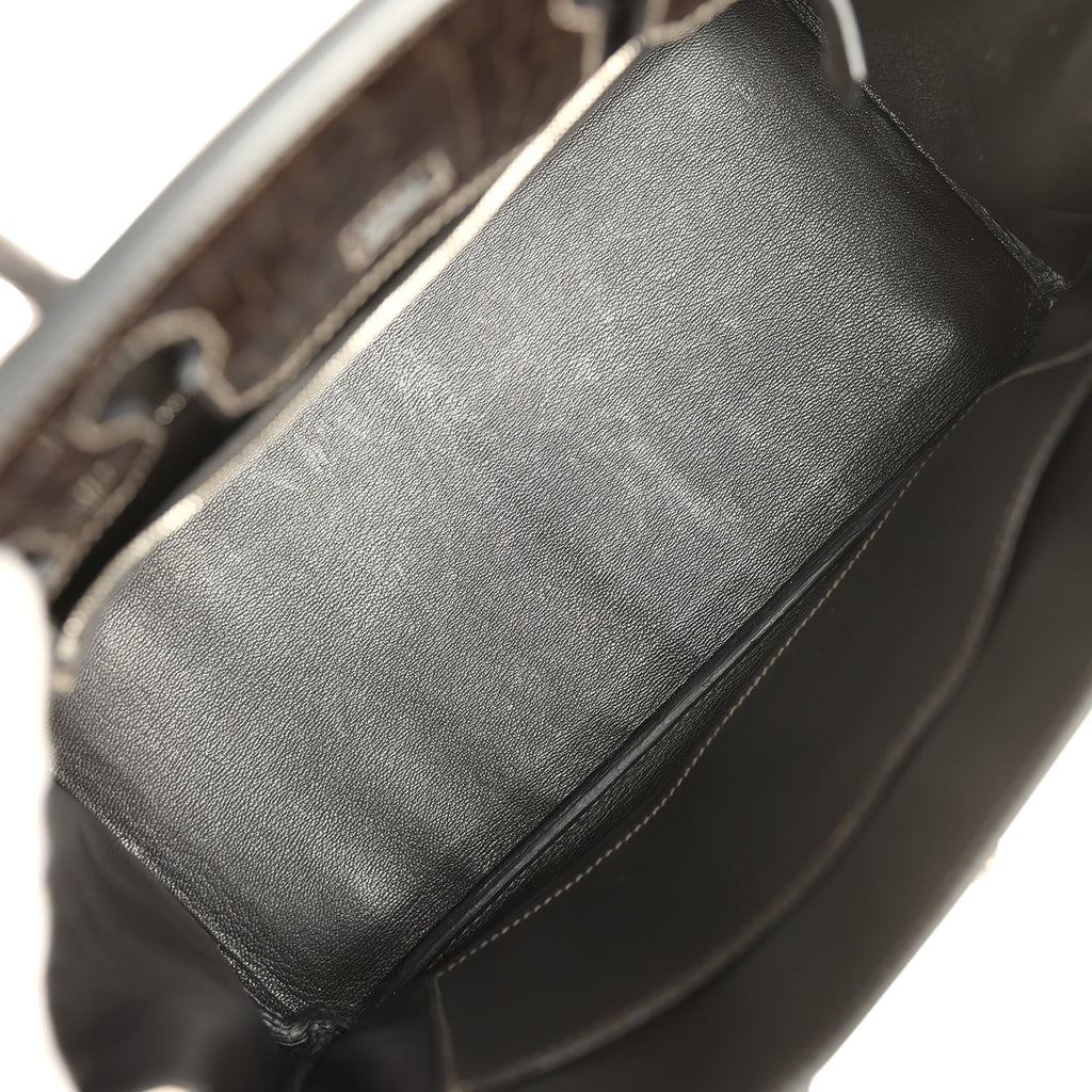 Pre-owned Hermes Birkin 30 Graphite Shiny Porosus Crocodile Palladium Hardware
