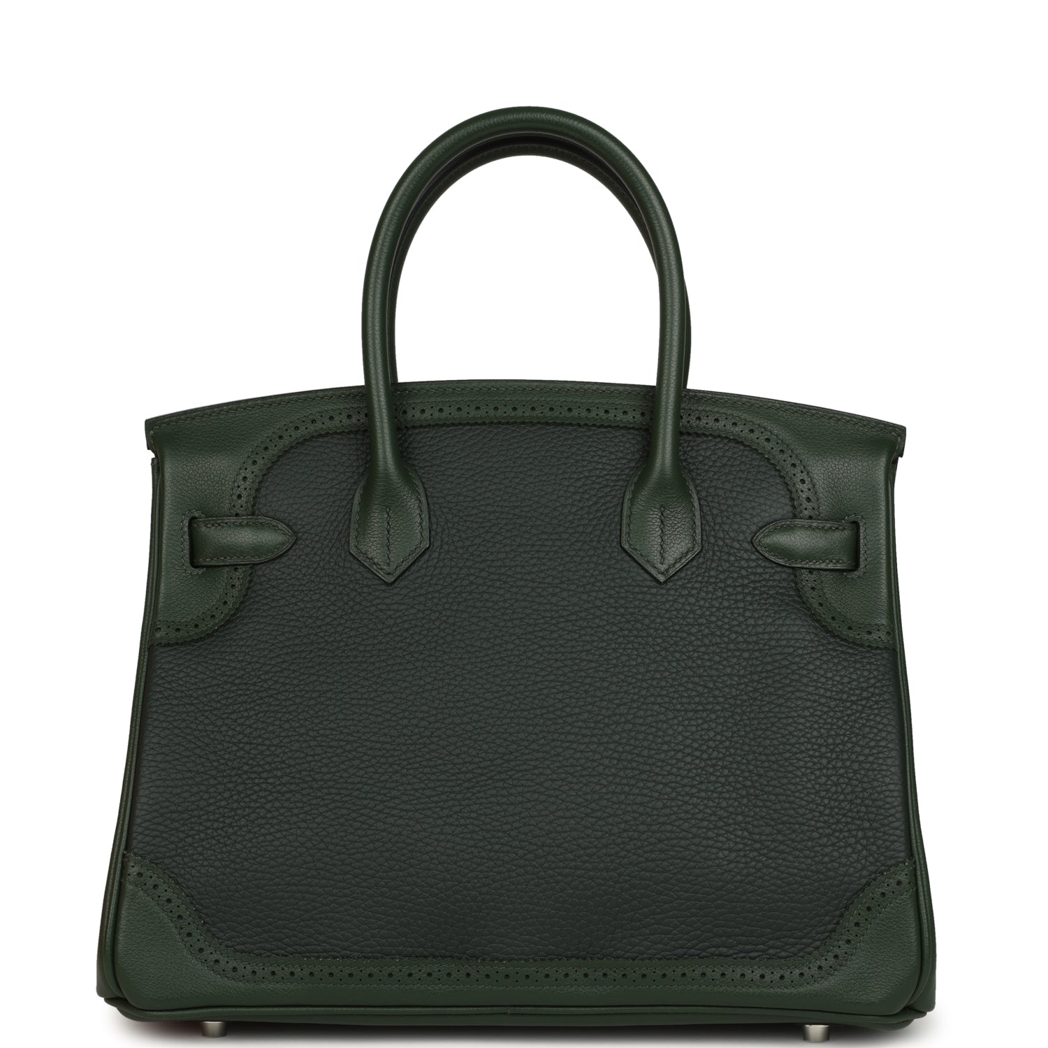 Pre-owned Hermes Birkin Ghillies 30 Vert Fonce Clemence and Vert Anglais Evercolor Palladium Hardware