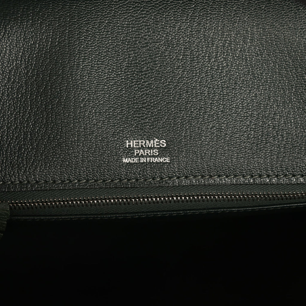Pre-owned Hermes Birkin Ghillies 30 Vert Fonce Clemence and Vert Anglais Evercolor Palladium Hardware