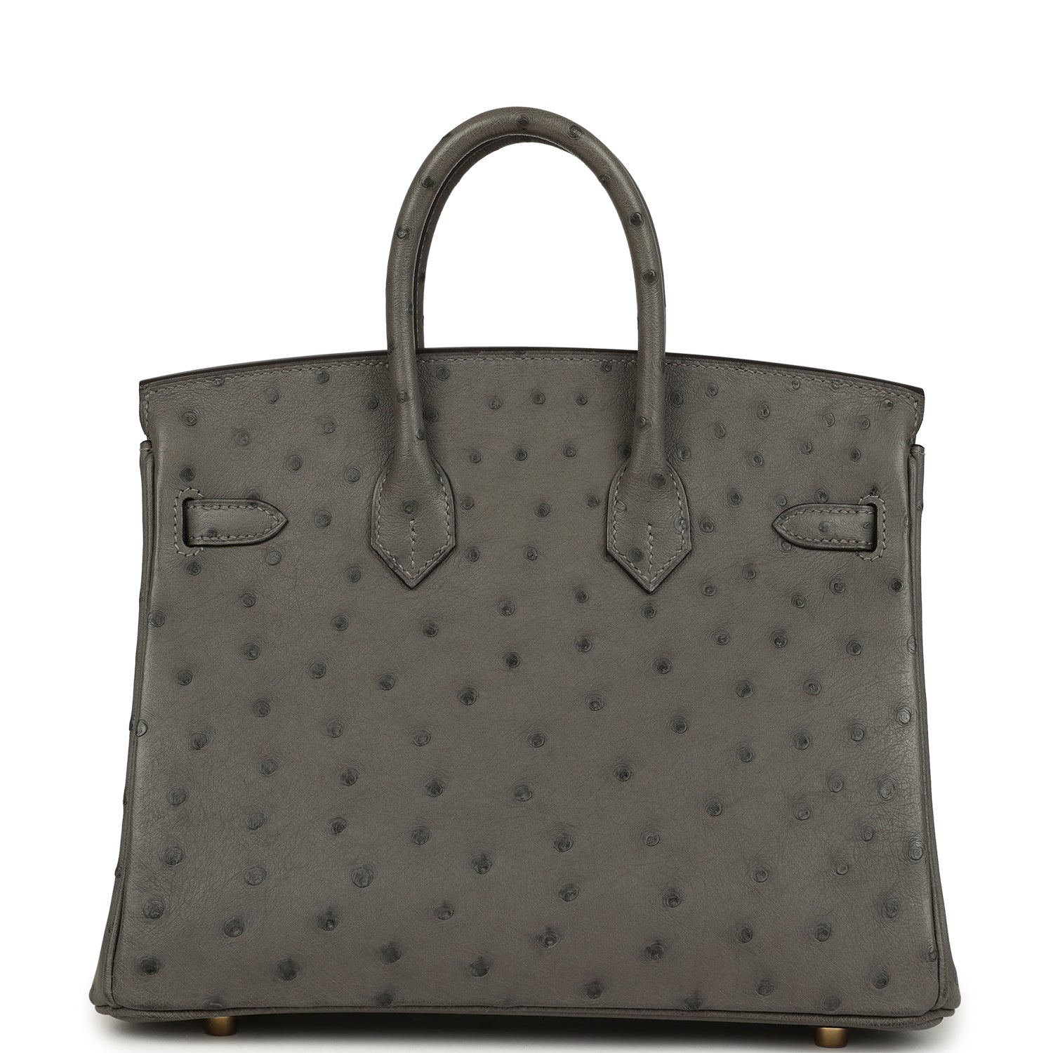 Pre-owned Hermes Birkin 25 Gris Meyer Ostrich Gold Hardware