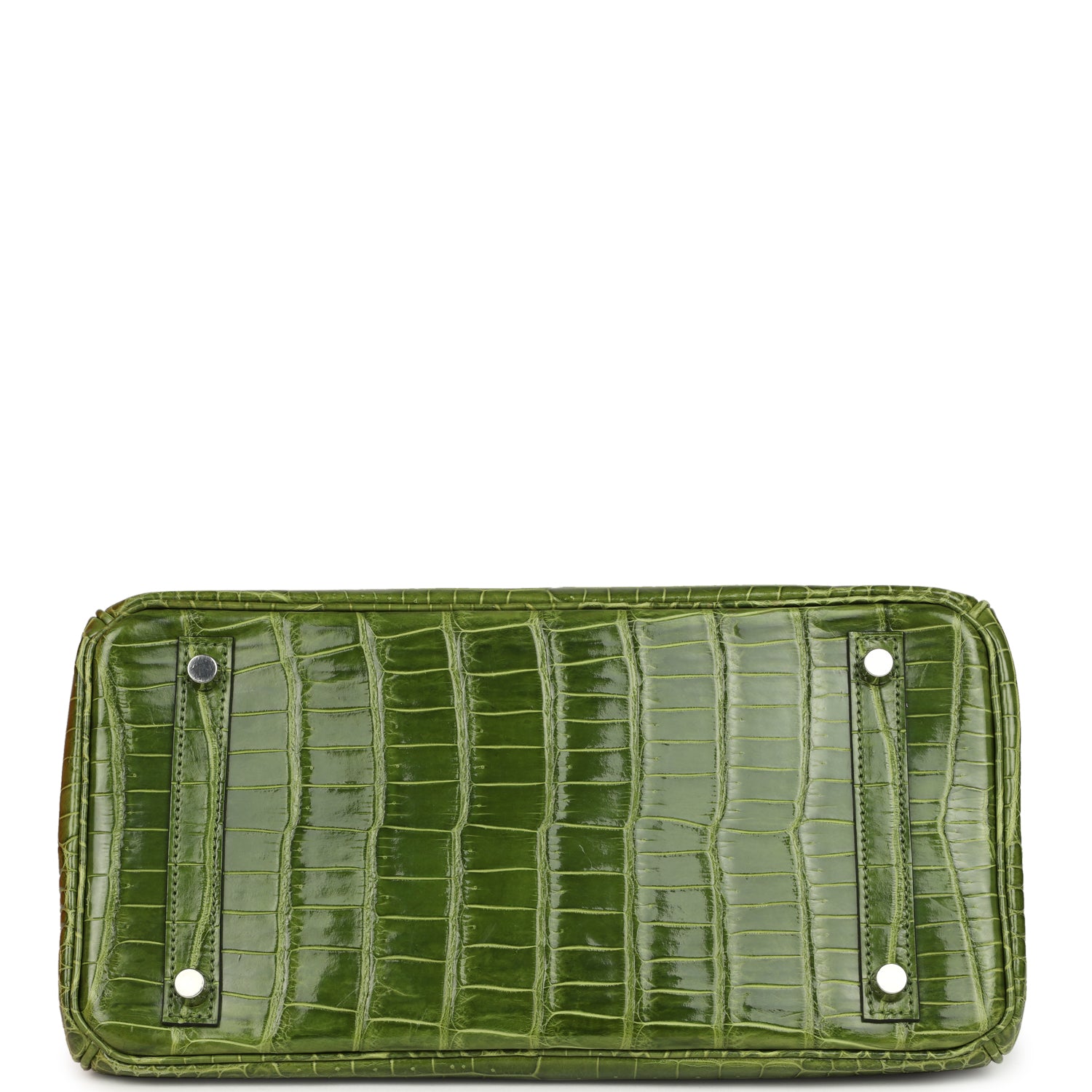 Pre-owned Hermes Birkin 30 Vert Pelouse Shiny Porosus Crocodile Palladium Hardware