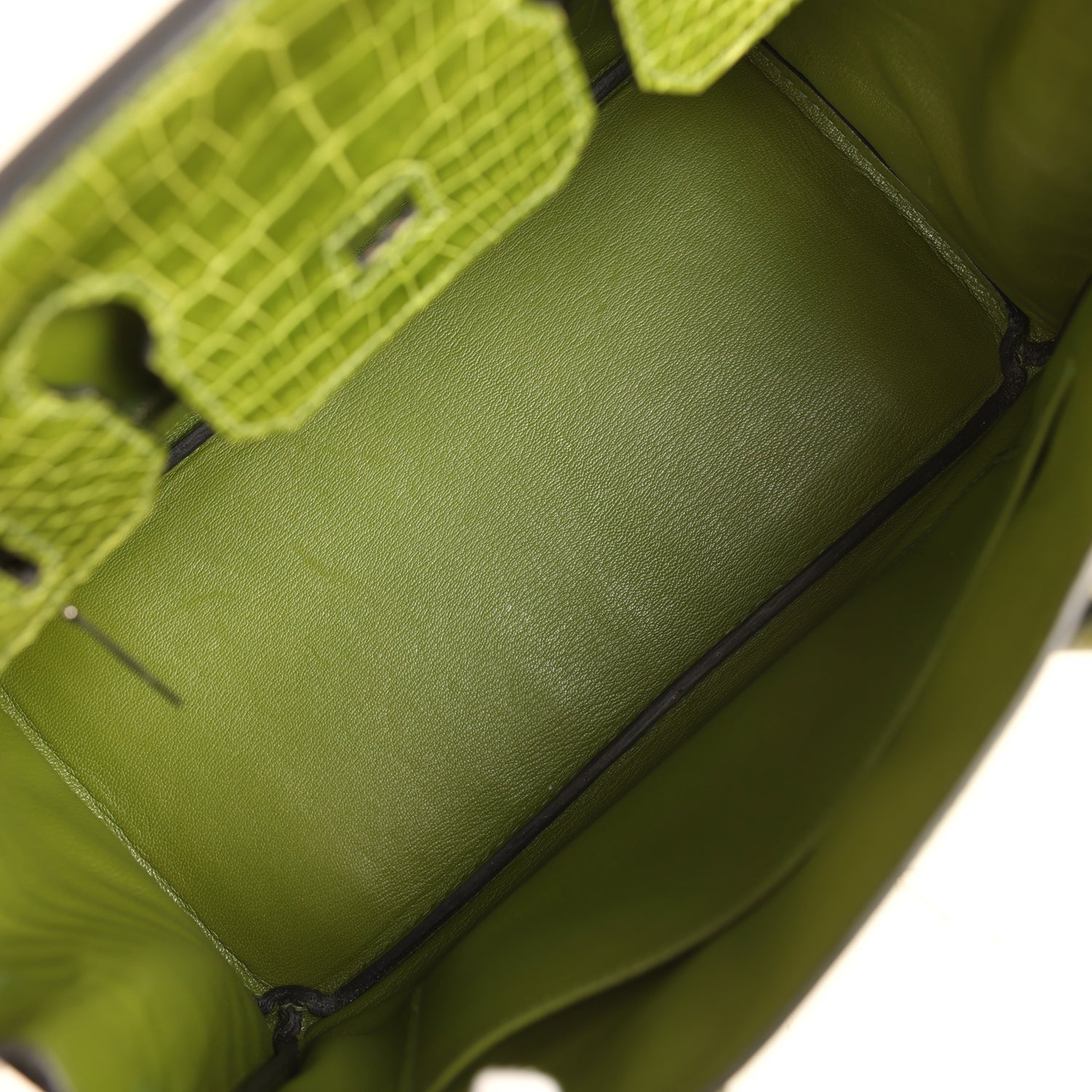Pre-owned Hermes Birkin 30 Vert Pelouse Shiny Porosus Crocodile Palladium Hardware