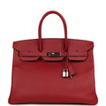 Pre-owned Hermes Birkin 35 Rouge Grenat Epsom Palladium Hardware