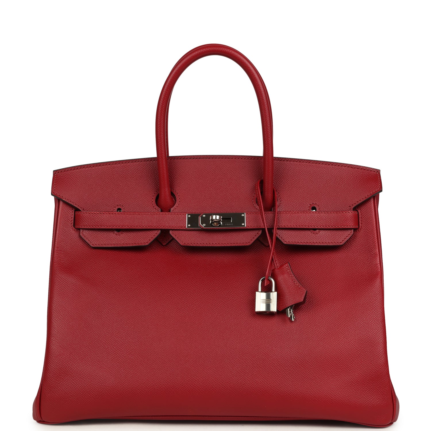 Pre-owned Hermes Birkin 35 Rouge Grenat Epsom Palladium Hardware