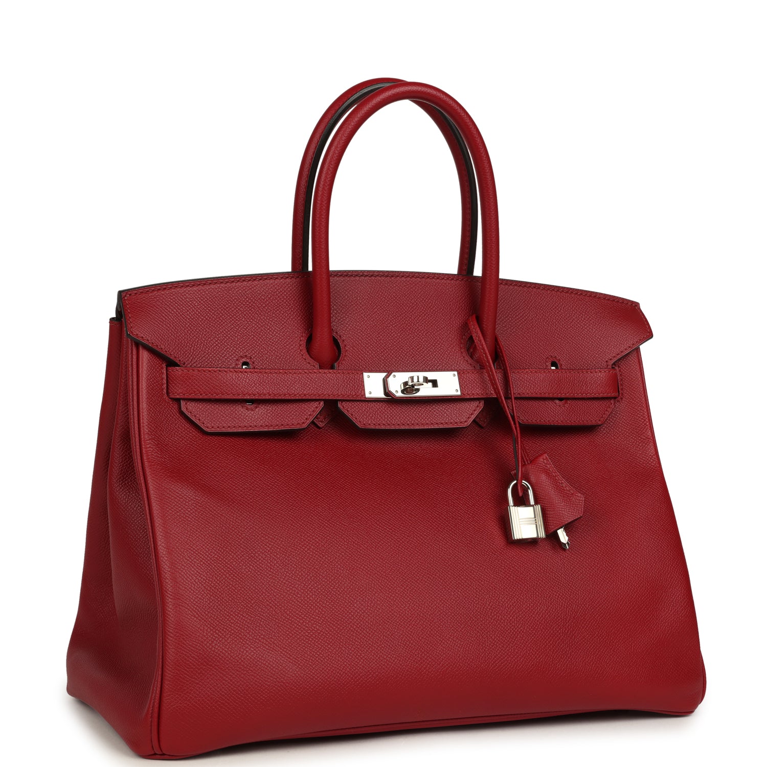 Pre-owned Hermes Birkin 35 Rouge Grenat Epsom Palladium Hardware