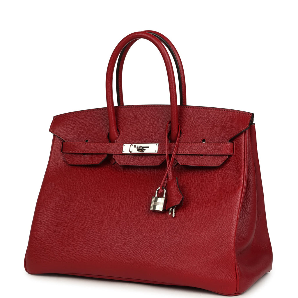 Pre-owned Hermes Birkin 35 Rouge Grenat Epsom Palladium Hardware