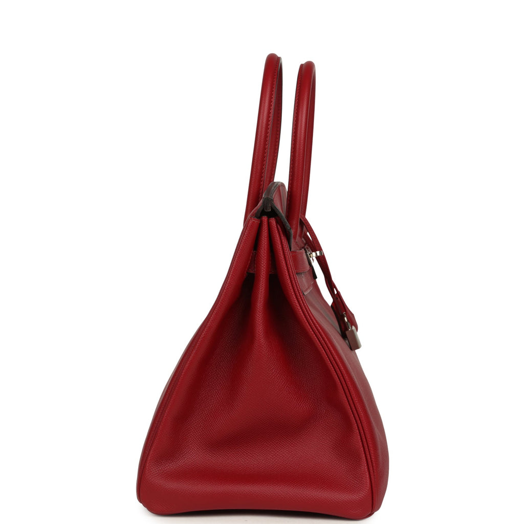 Pre-owned Hermes Birkin 35 Rouge Grenat Epsom Palladium Hardware