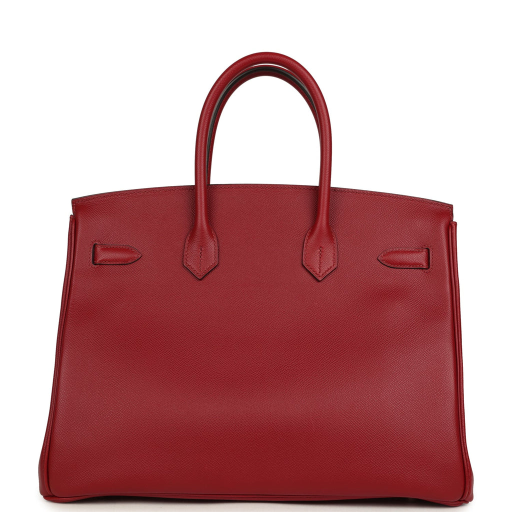 Pre-owned Hermes Birkin 35 Rouge Grenat Epsom Palladium Hardware