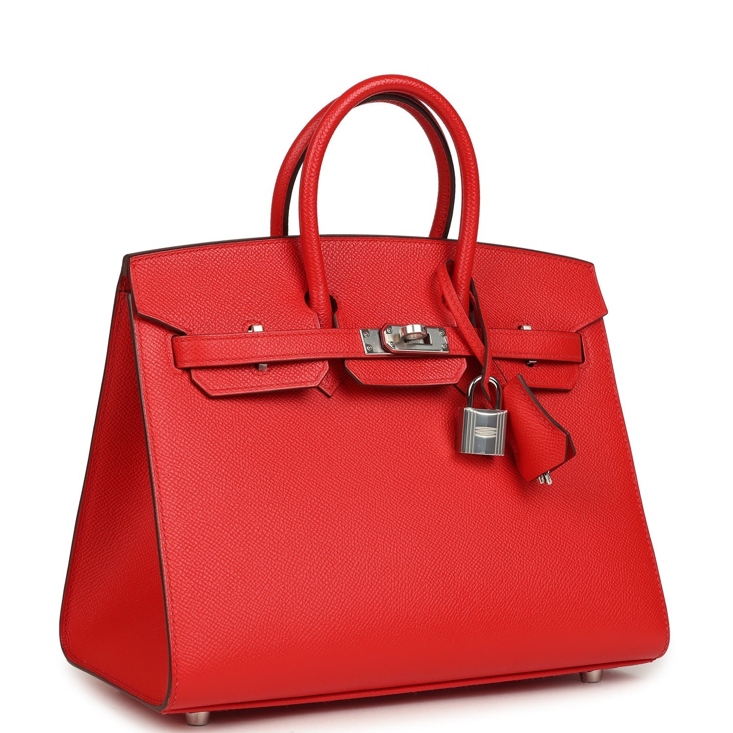 Pre-owned Hermes Birkin Sellier 25 Rouge de Coeur Epsom Palladium Hardware