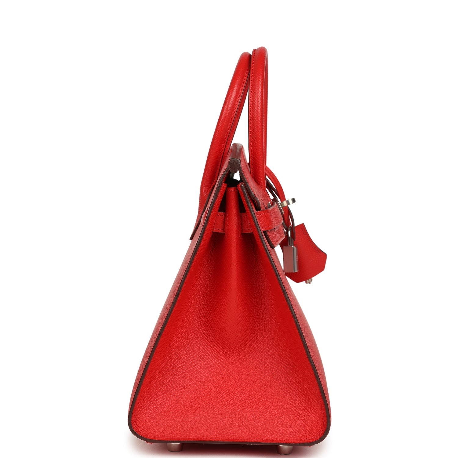 Pre-owned Hermes Birkin Sellier 25 Rouge de Coeur Epsom Palladium Hardware