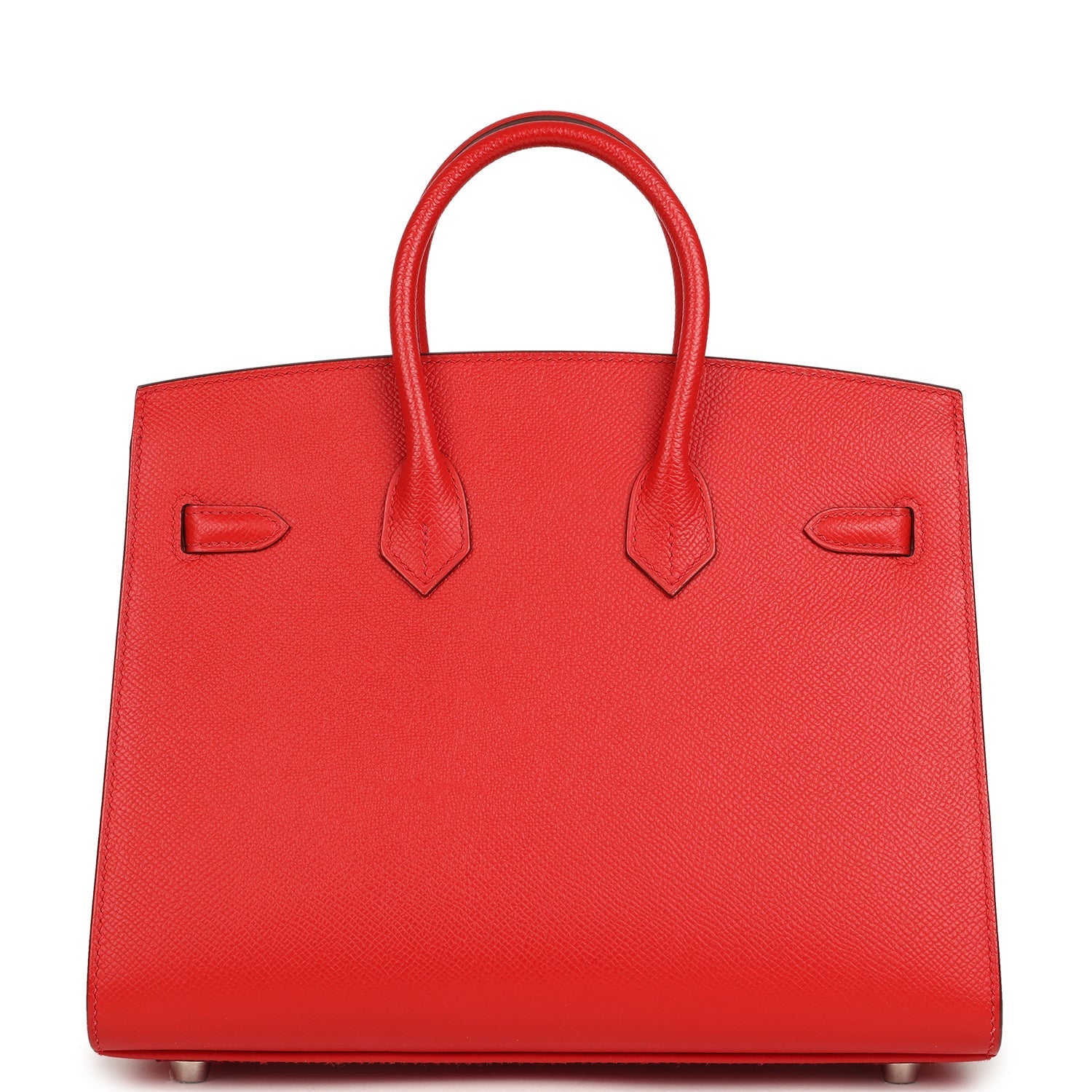 Pre-owned Hermes Birkin Sellier 25 Rouge de Coeur Epsom Palladium Hardware
