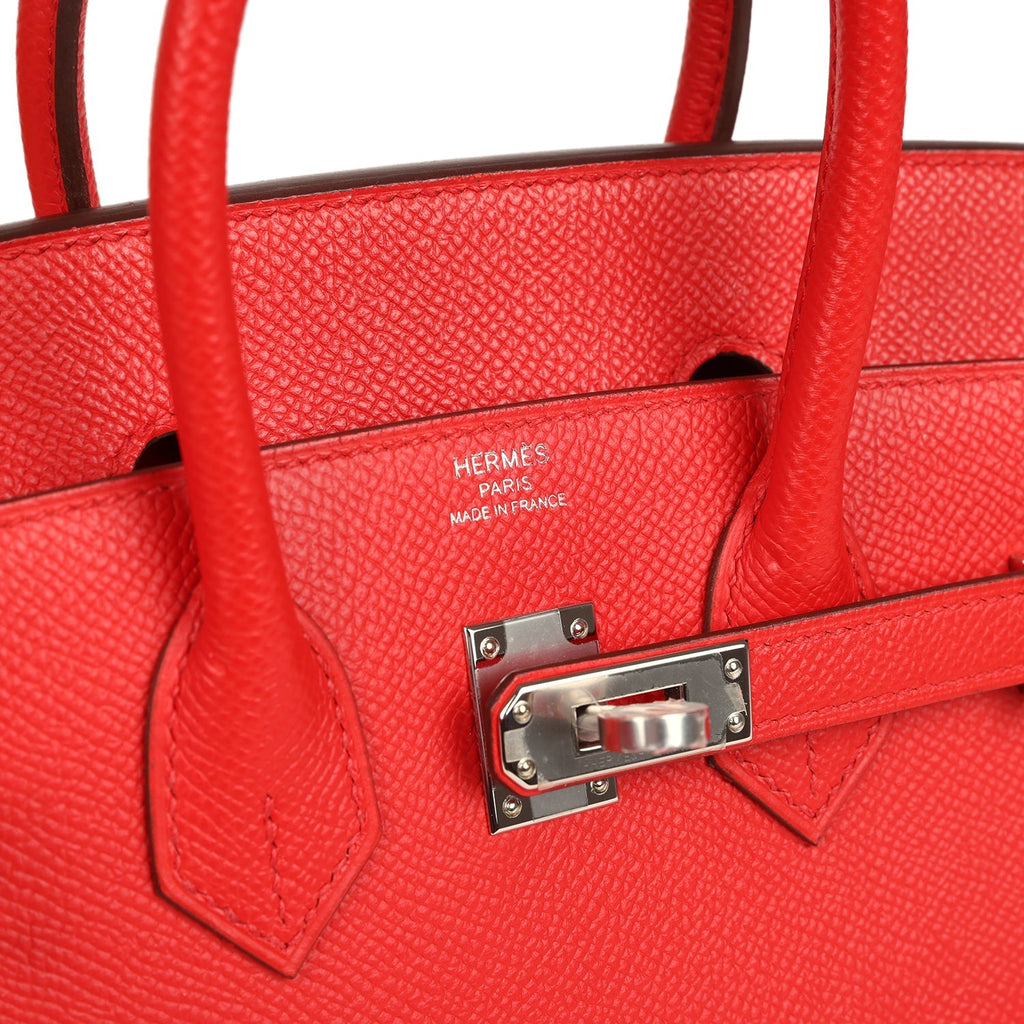 Pre-owned Hermes Birkin Sellier 25 Rouge de Coeur Epsom Palladium Hardware