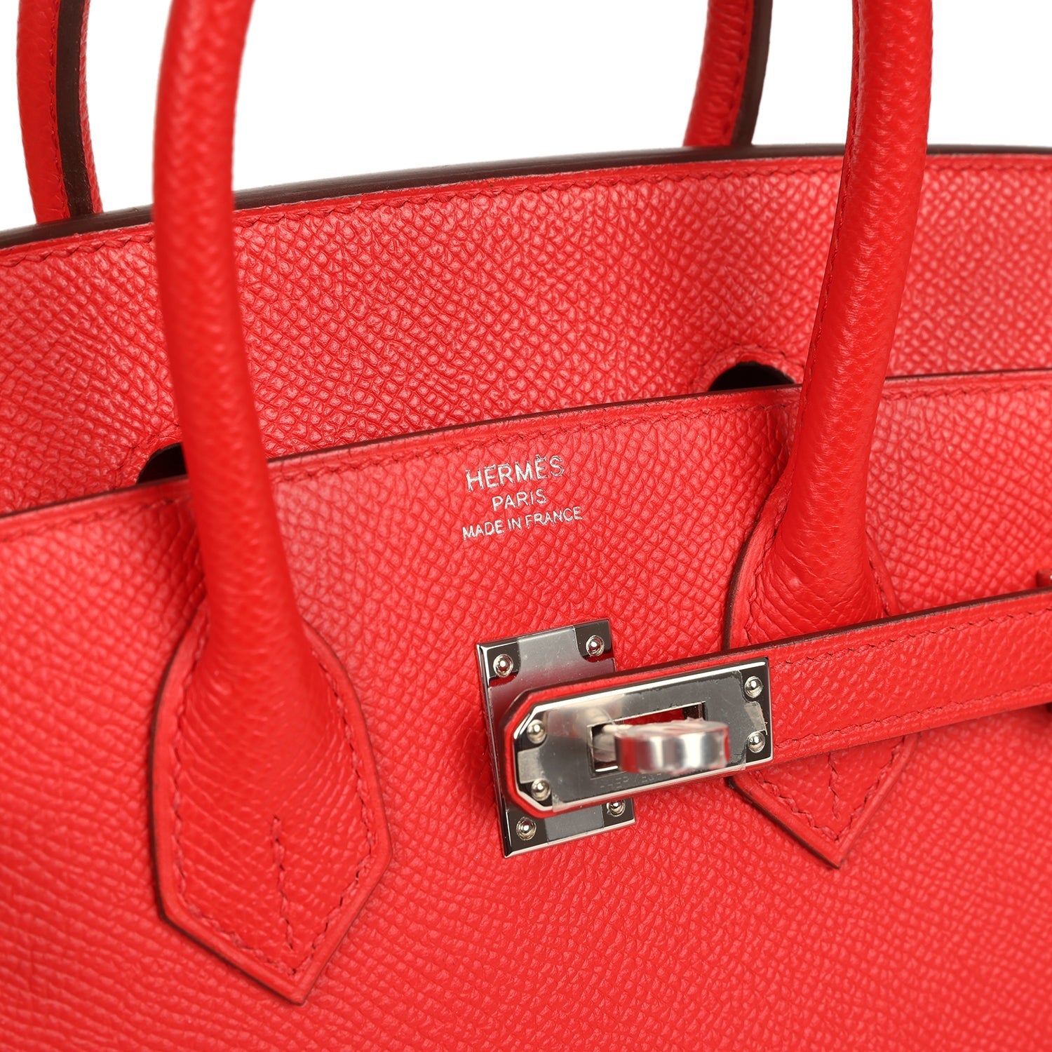 Pre-owned Hermes Birkin Sellier 25 Rouge de Coeur Epsom Palladium Hardware