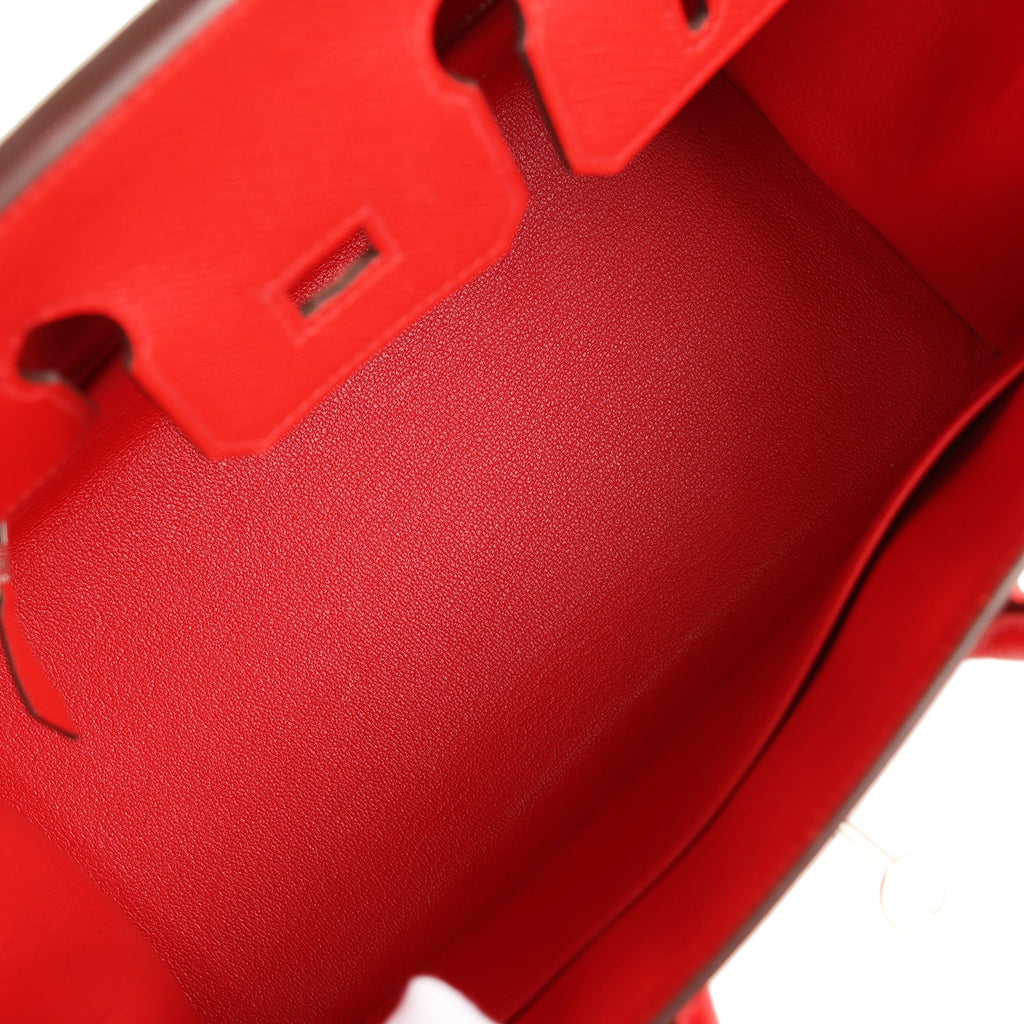 Pre-owned Hermes Birkin Sellier 25 Rouge de Coeur Epsom Palladium Hardware