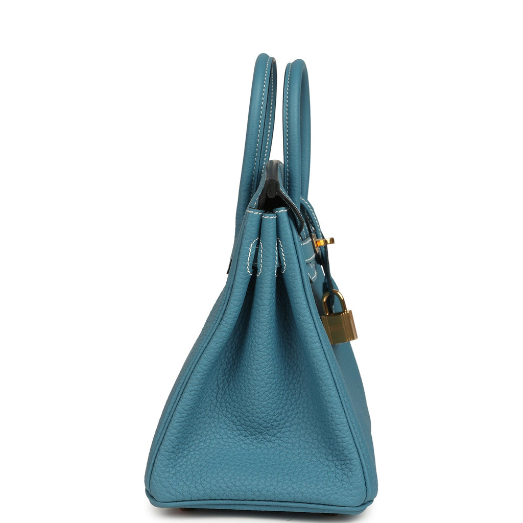 Hermes Birkin 25 Blue Jean Togo Gold Hardware