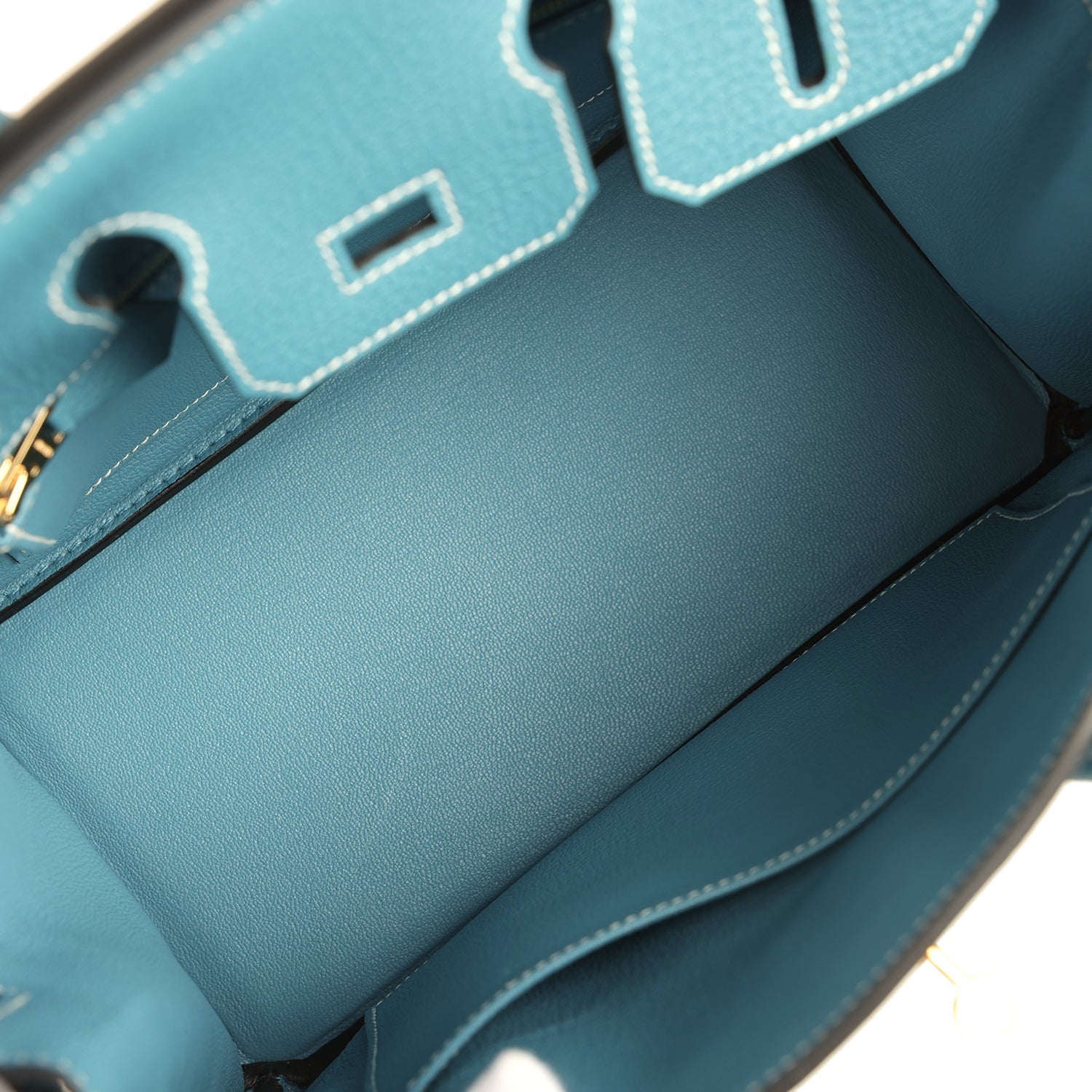 Hermes Birkin 25 Blue Jean Togo Gold Hardware