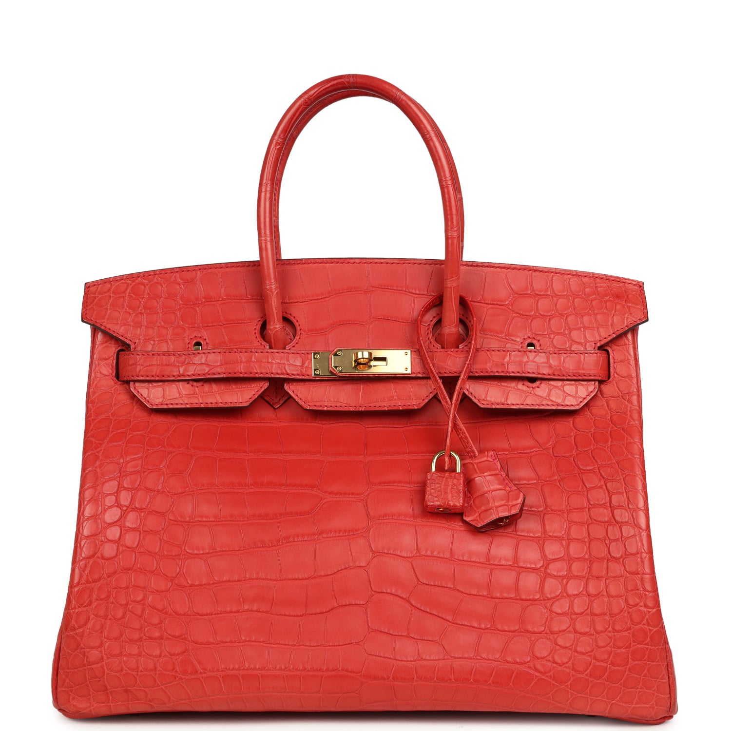 Pre-owned Hermes Birkin 35 Geranium Matte Alligator Gold Hardware