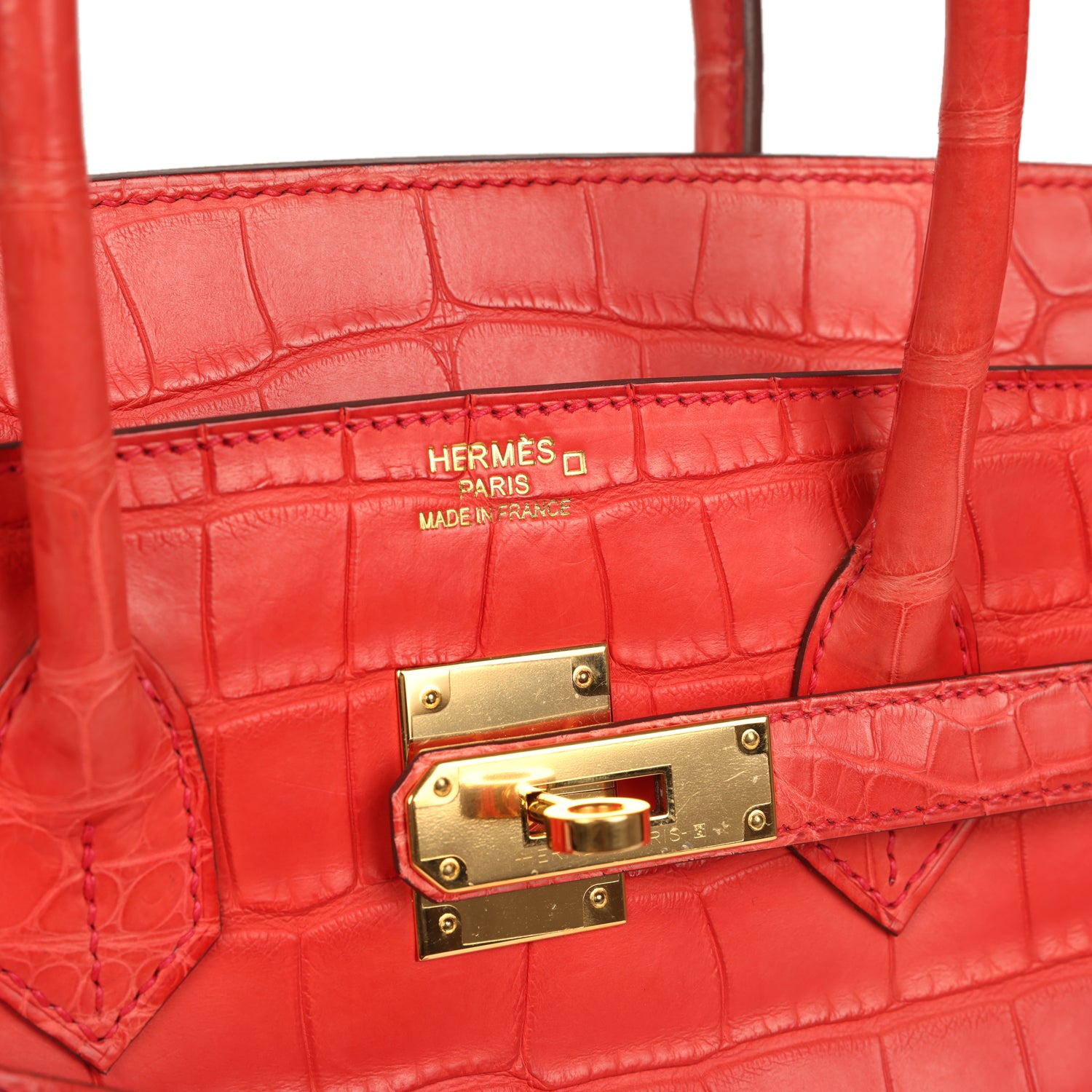 Pre-owned Hermes Birkin 35 Geranium Matte Alligator Gold Hardware
