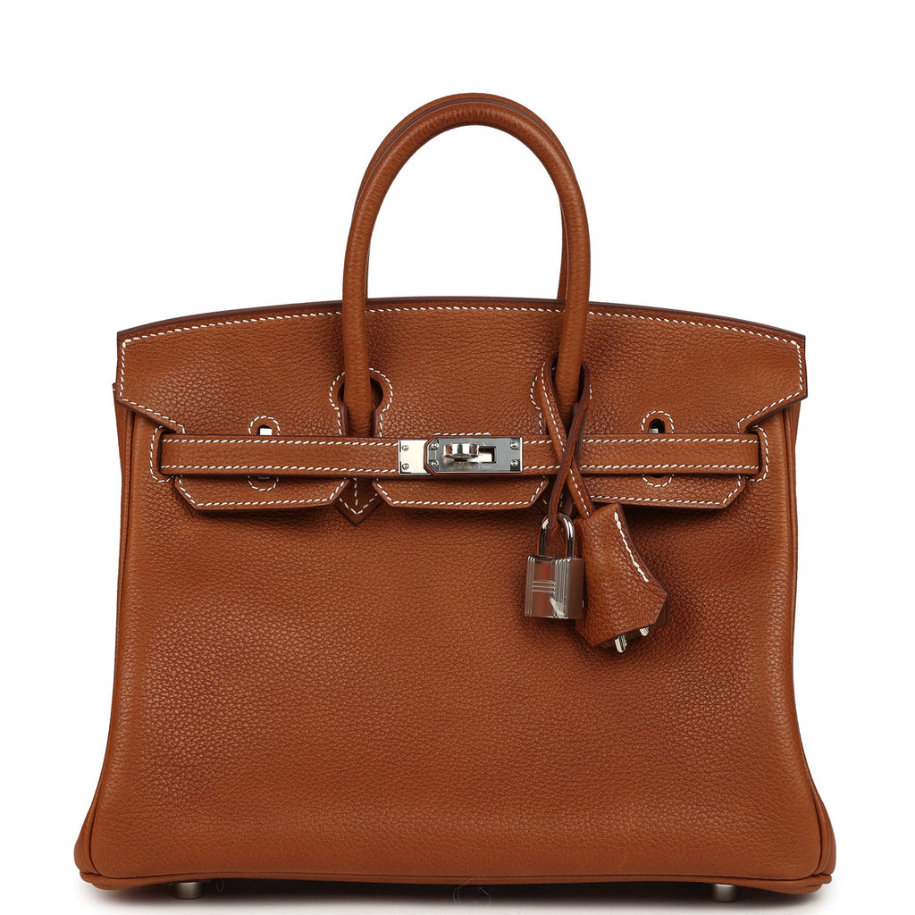 Hermes Birkin 25 Fauve Barenia Faubourg Palladium Hardware