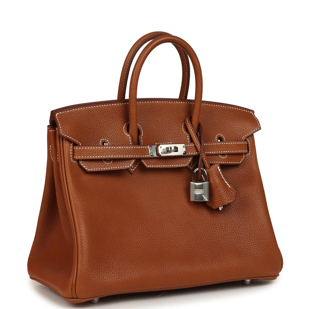 Hermes Birkin 25 Fauve Barenia Faubourg Palladium Hardware