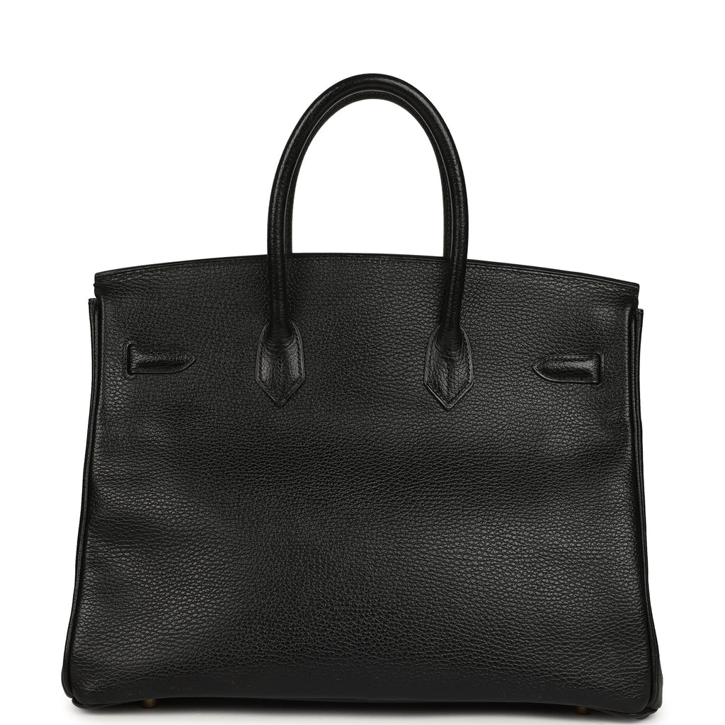 Vintage Hermes Birkin 35 Black Ardennes Gold Hardware